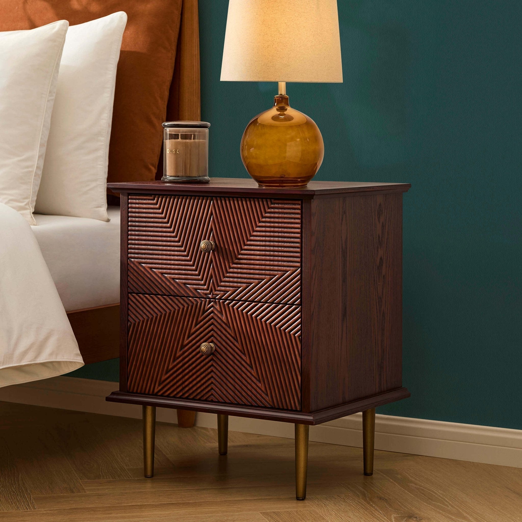 Georgie 2 Drawer Bedside Table - Mahogany