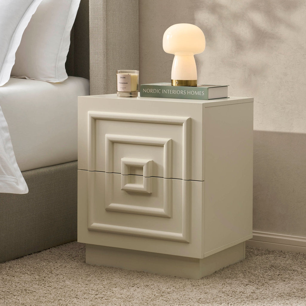 Harlow 2 Drawer Bedside Table - Cream
