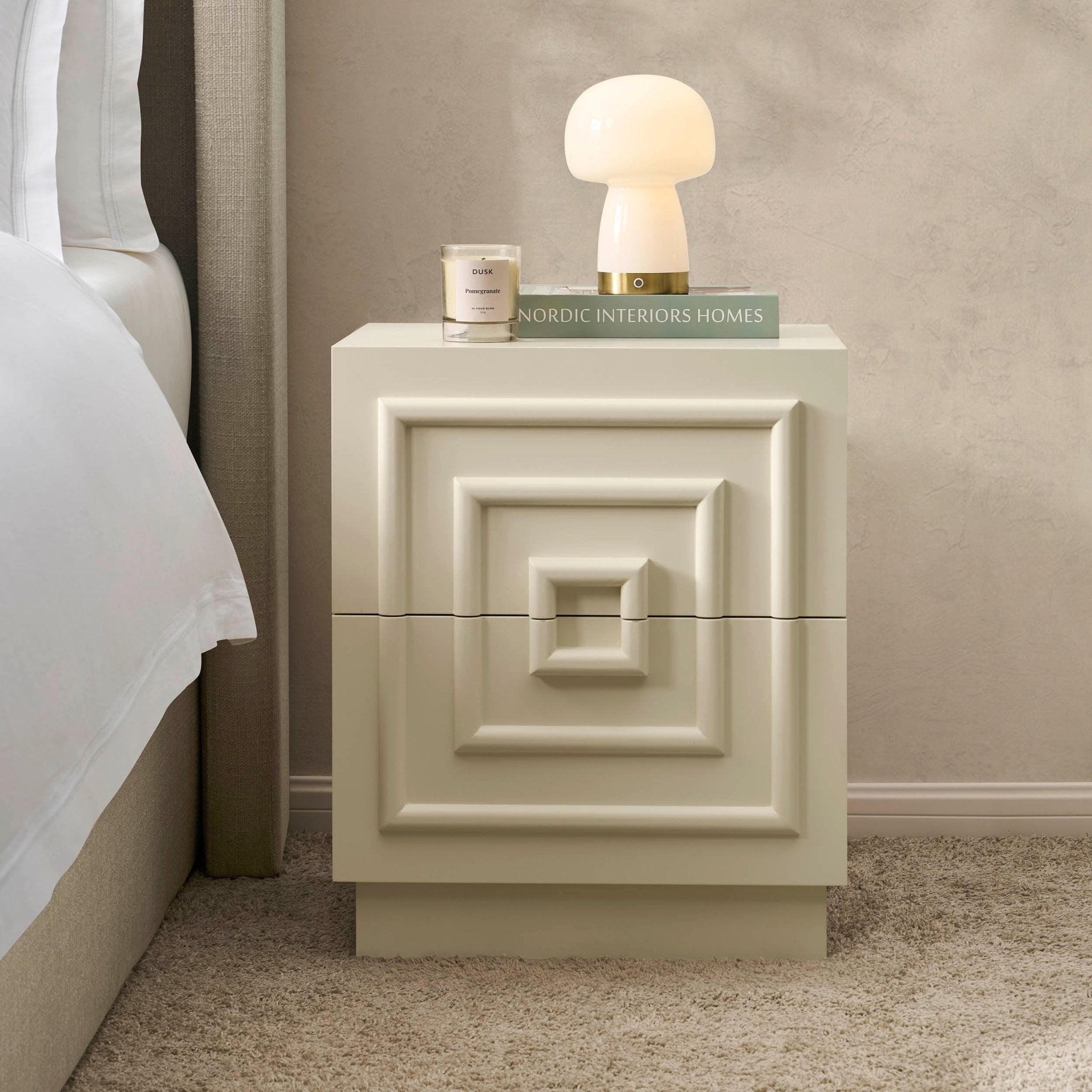 Harlow 2 Drawer Bedside Table - Cream