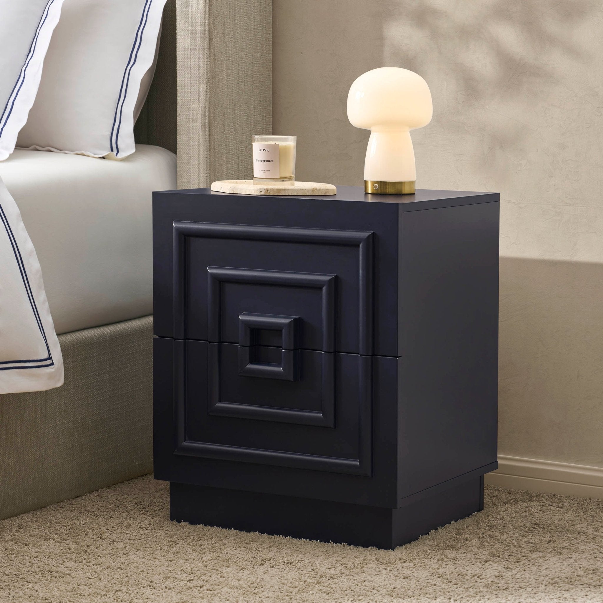 Harlow 2 Drawer Bedside Table - Midnight
