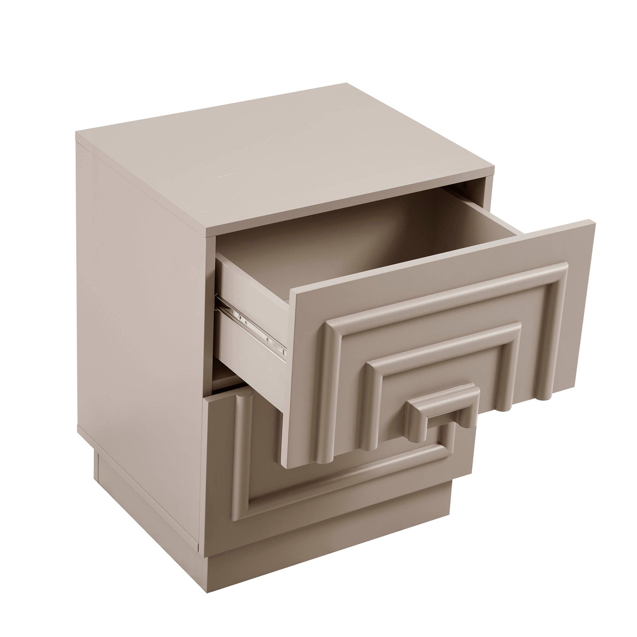Harlow 2 Drawer Bedside Table - Taupe