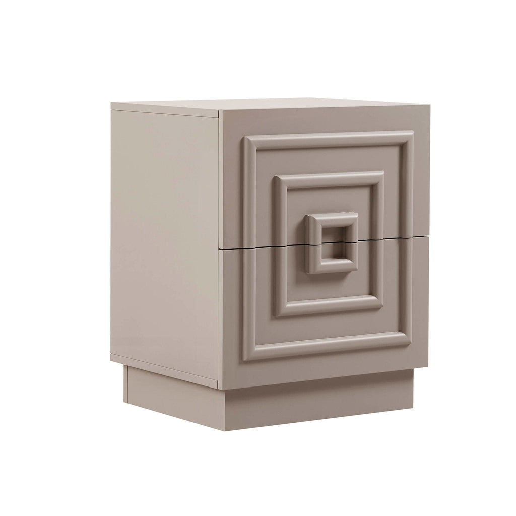 Harlow 2 Drawer Bedside Table - Taupe