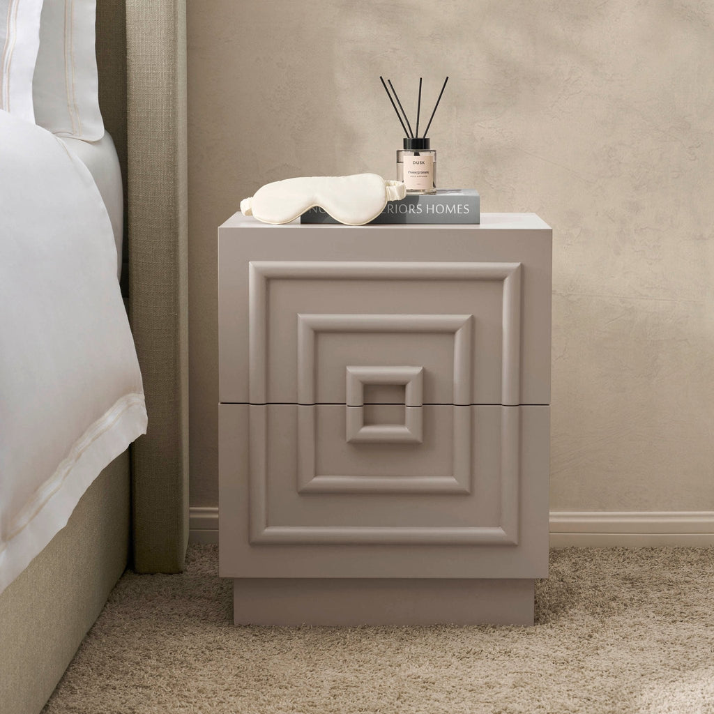 Harlow 2 Drawer Bedside Table - Taupe