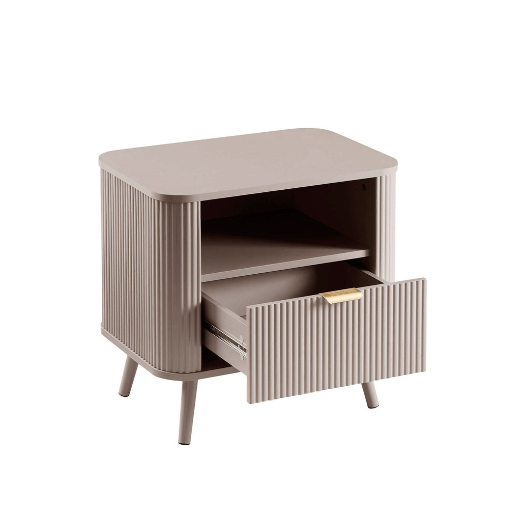 Hattie 1 Drawer Nightstand with Shelf - Taupe