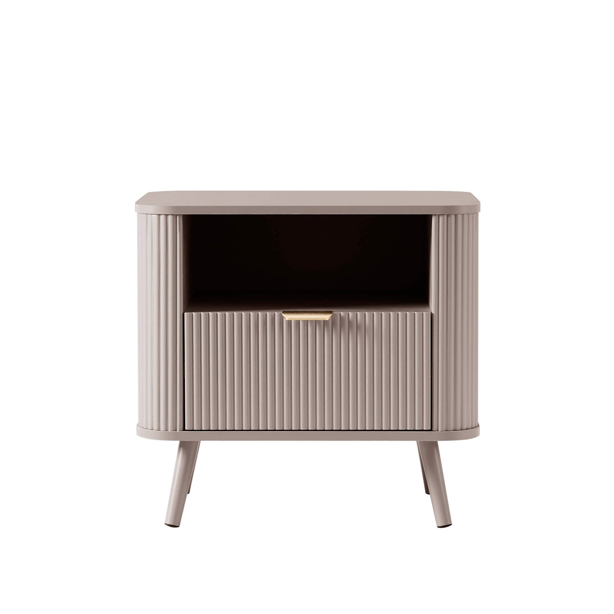 Hattie 1 Drawer Nightstand with Shelf - Taupe