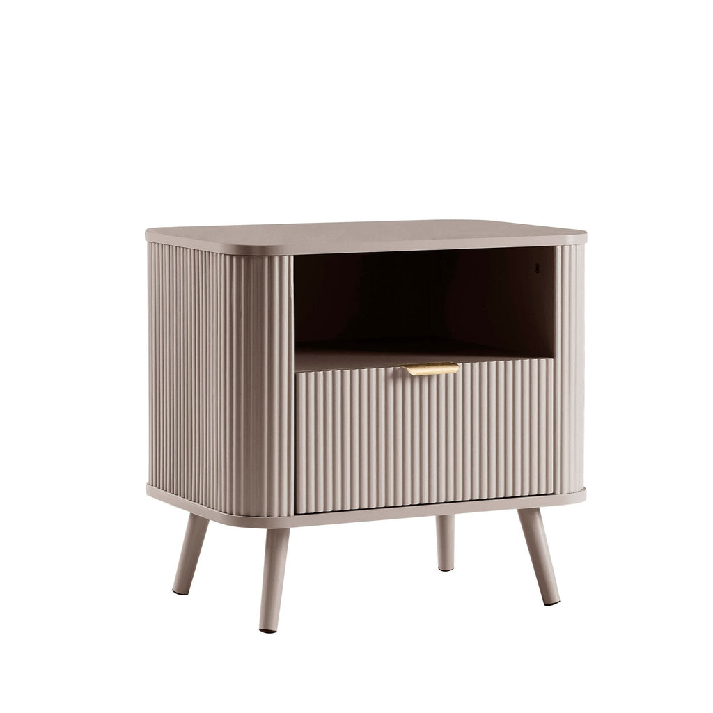 Hattie 1 Drawer Nightstand with Shelf - Taupe