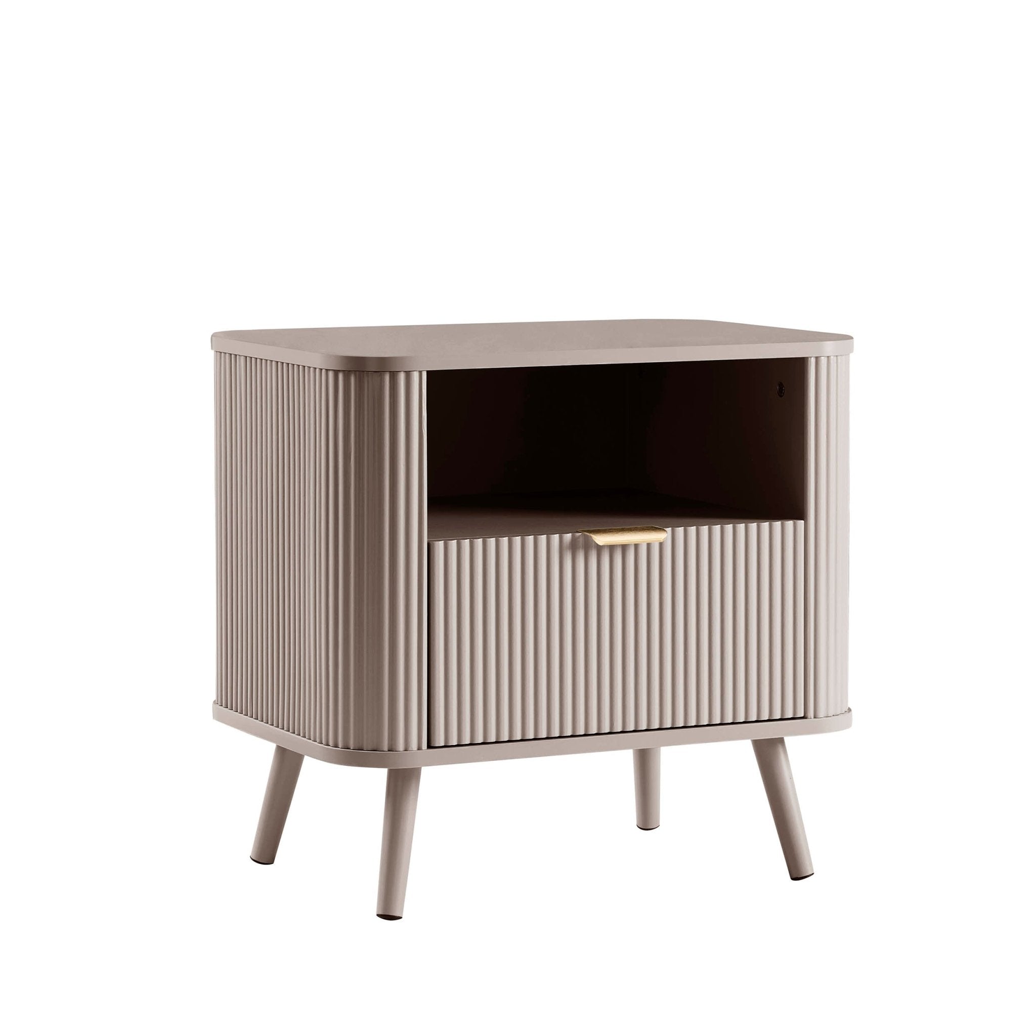 Hattie 1 Drawer Nightstand with Shelf - Taupe