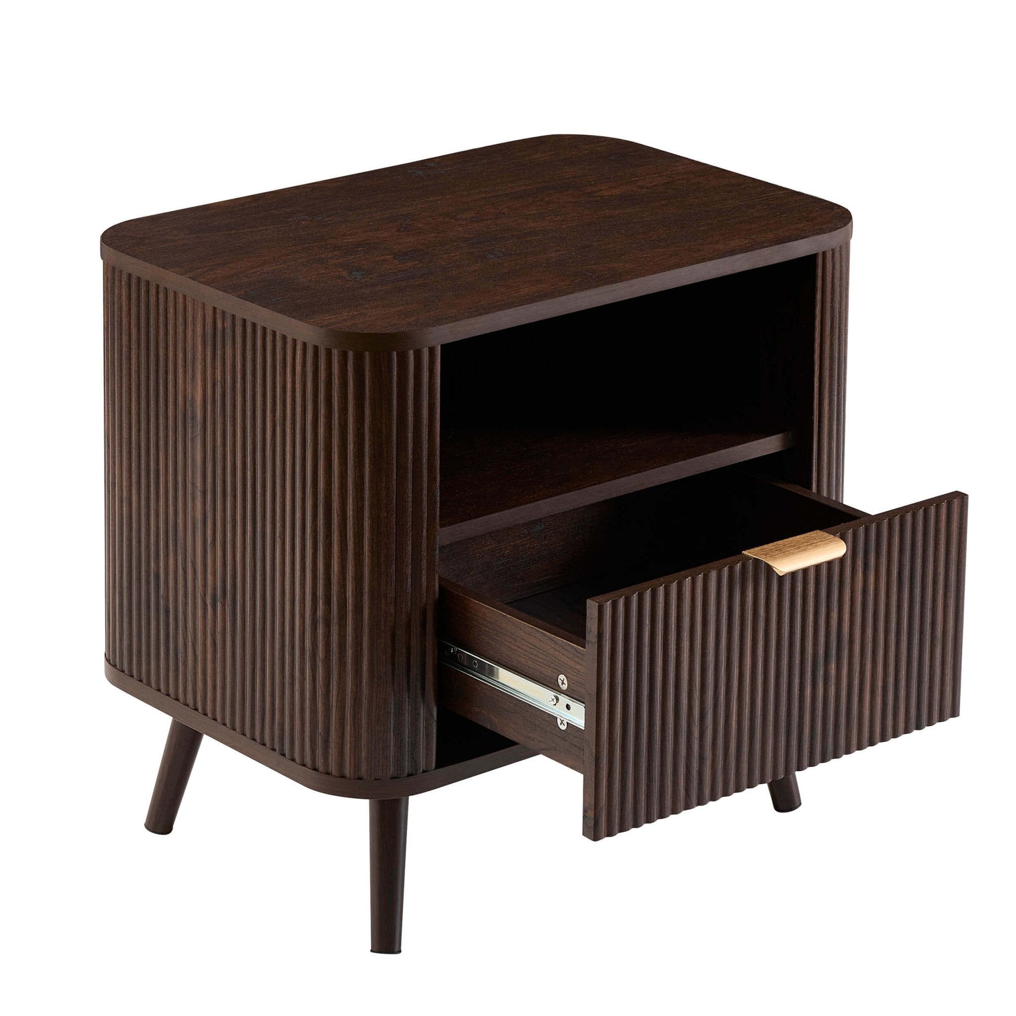 Hattie 1 Drawer Nightstand with Shelf - Walnut