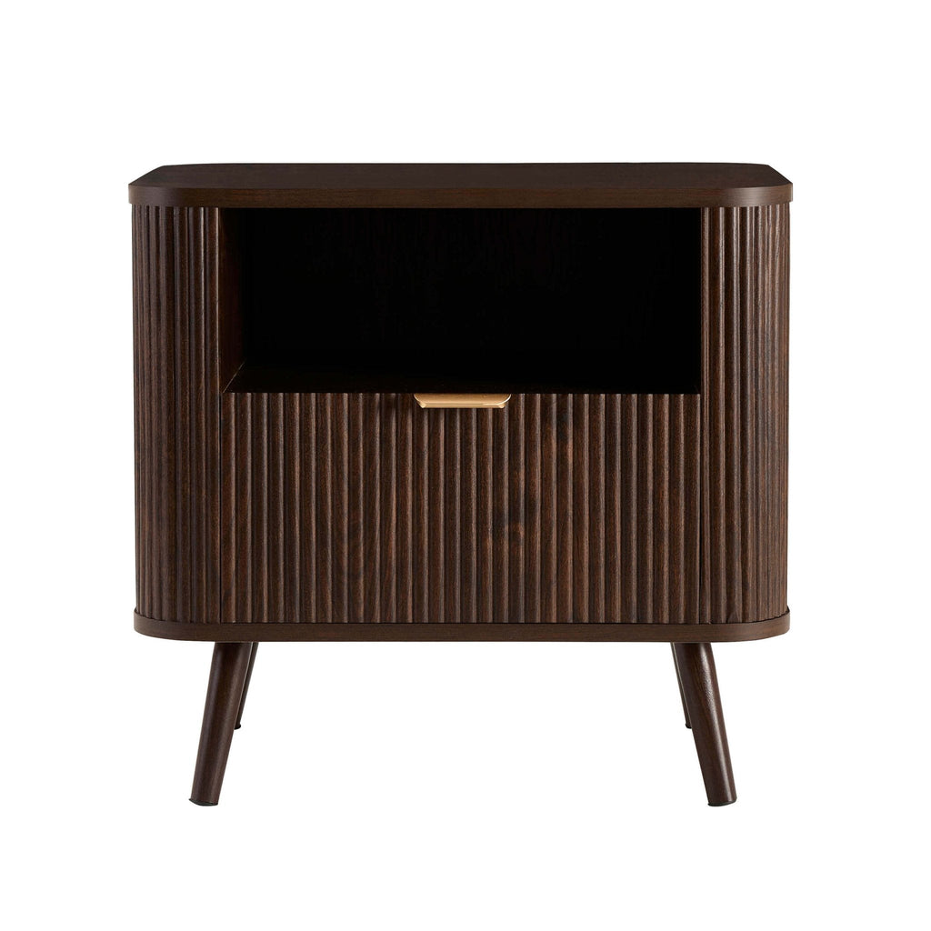 Hattie 1 Drawer Nightstand with Shelf - Walnut