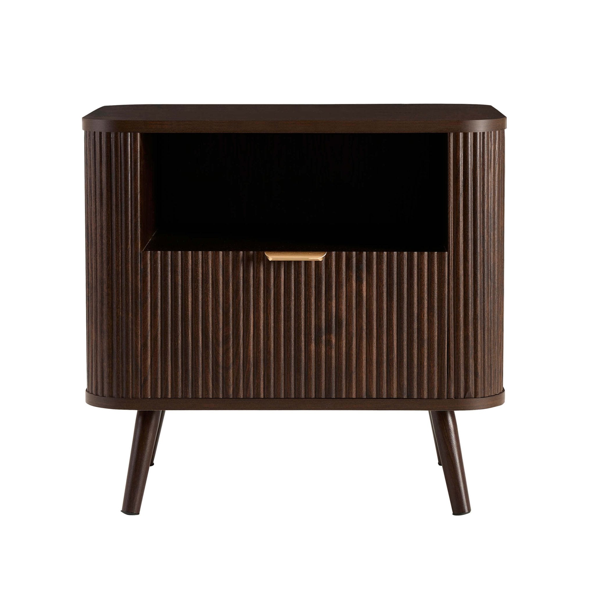 Hattie 1 Drawer Nightstand with Shelf - Walnut