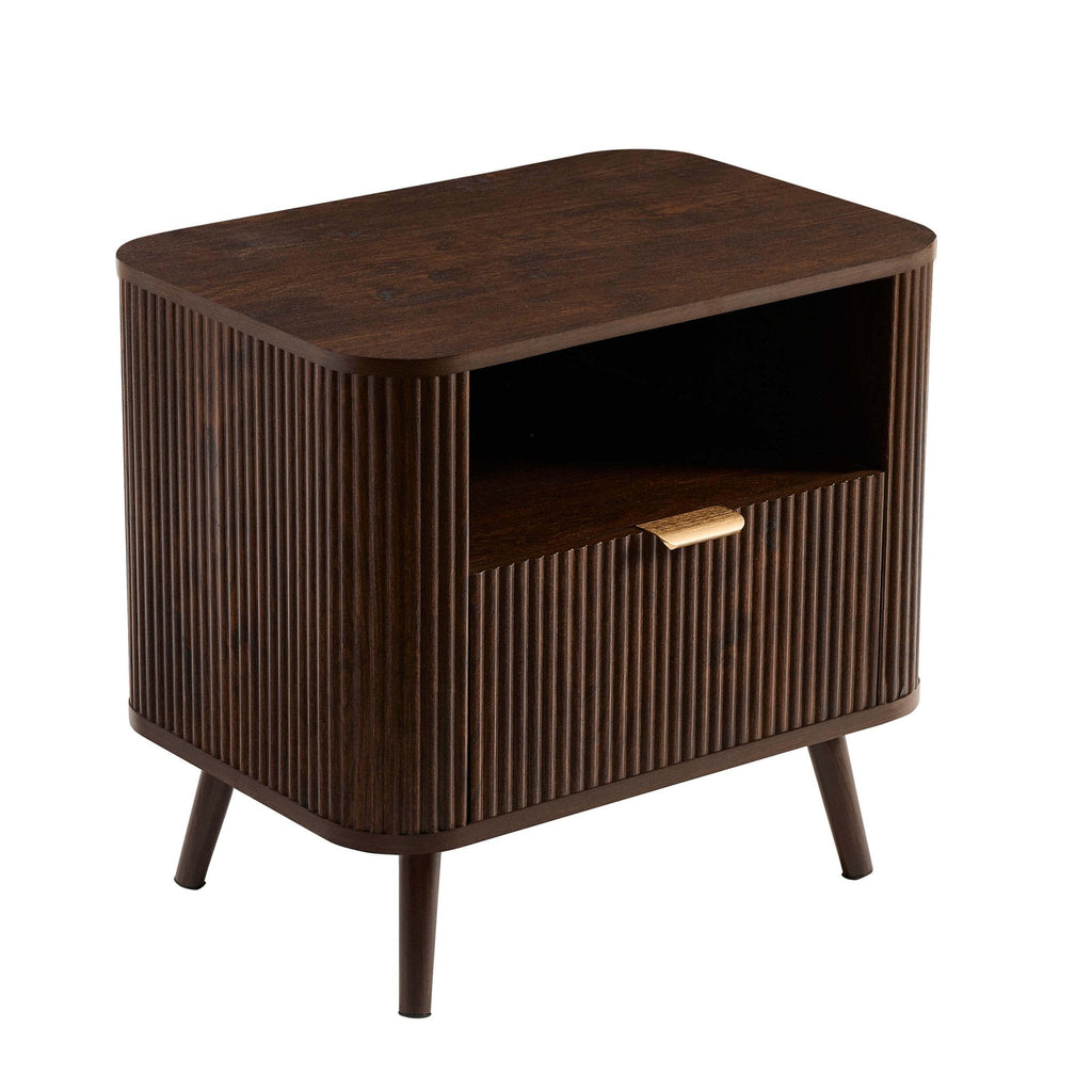 Hattie 1 Drawer Nightstand with Shelf - Walnut