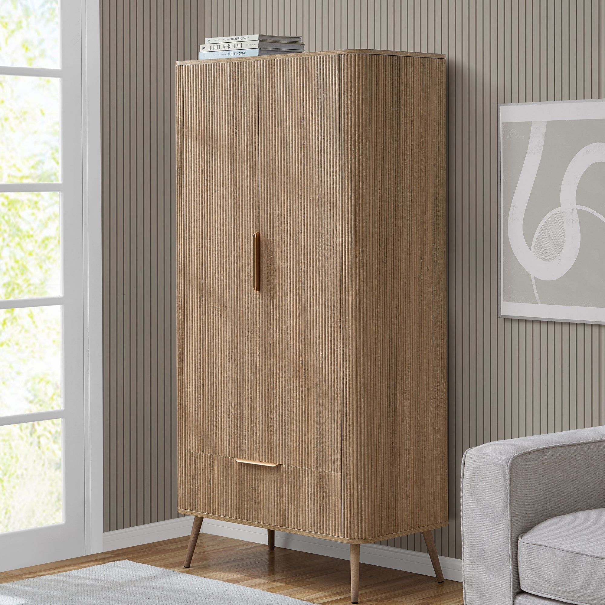 Hattie 2 Door Wardrobe with Drawer - Light Wood