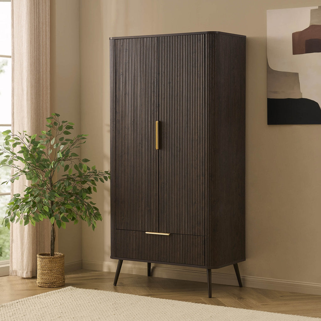 Hattie 2 Door Wardrobe with Drawer - Walnut