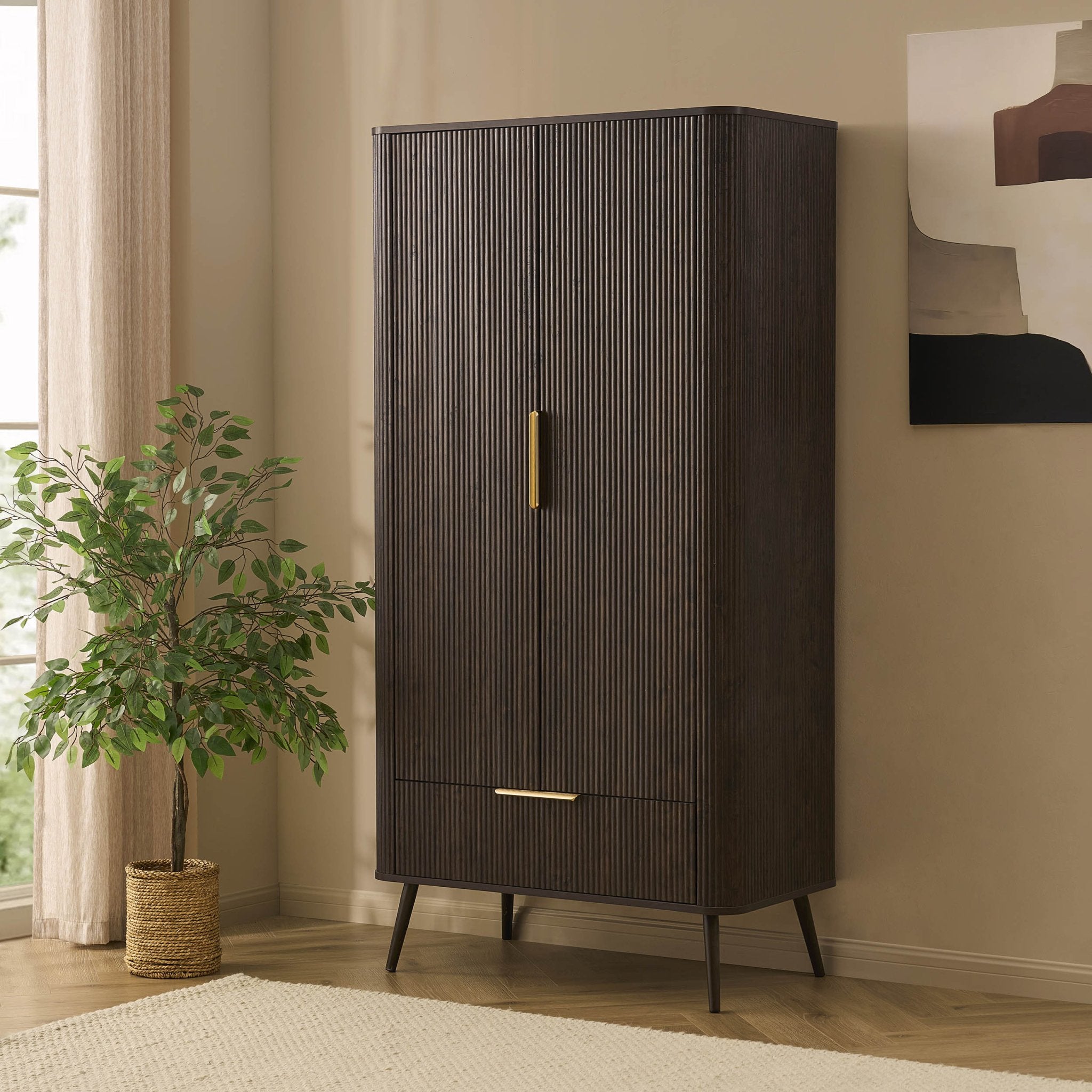 Hattie 2 Door Wardrobe with Drawer - Walnut