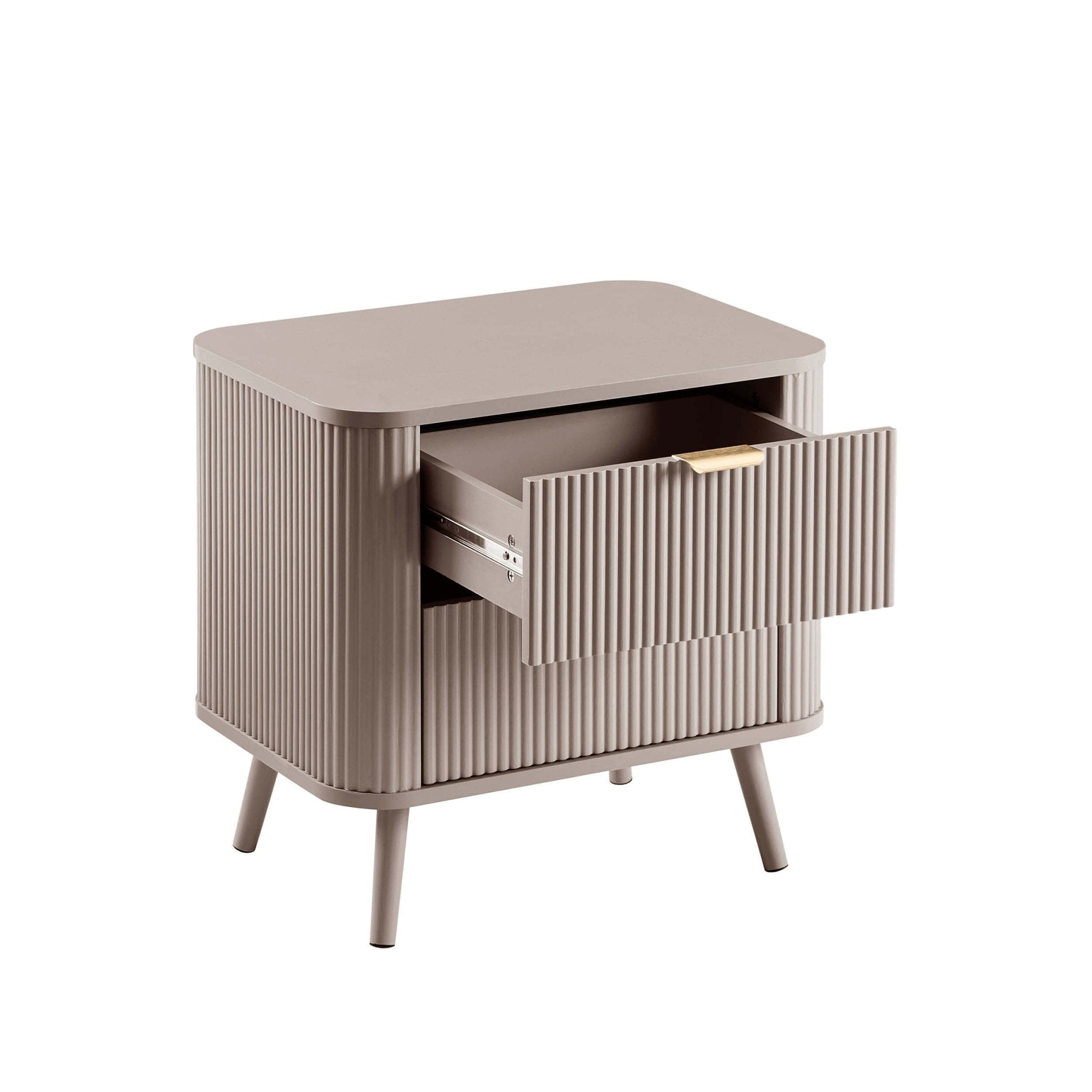 Hattie 2 Drawer Bedside Table - Taupe