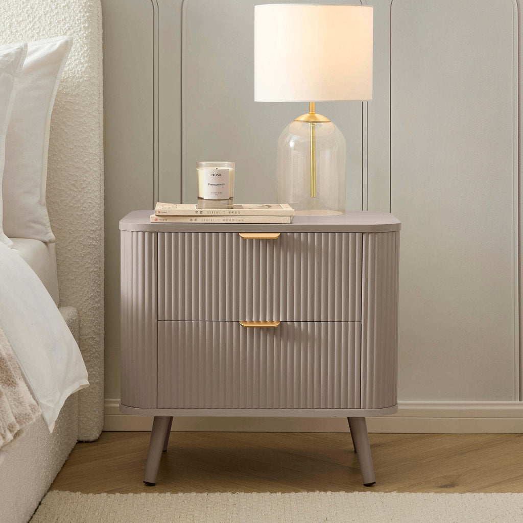 Hattie 2 Drawer Bedside Table - Taupe