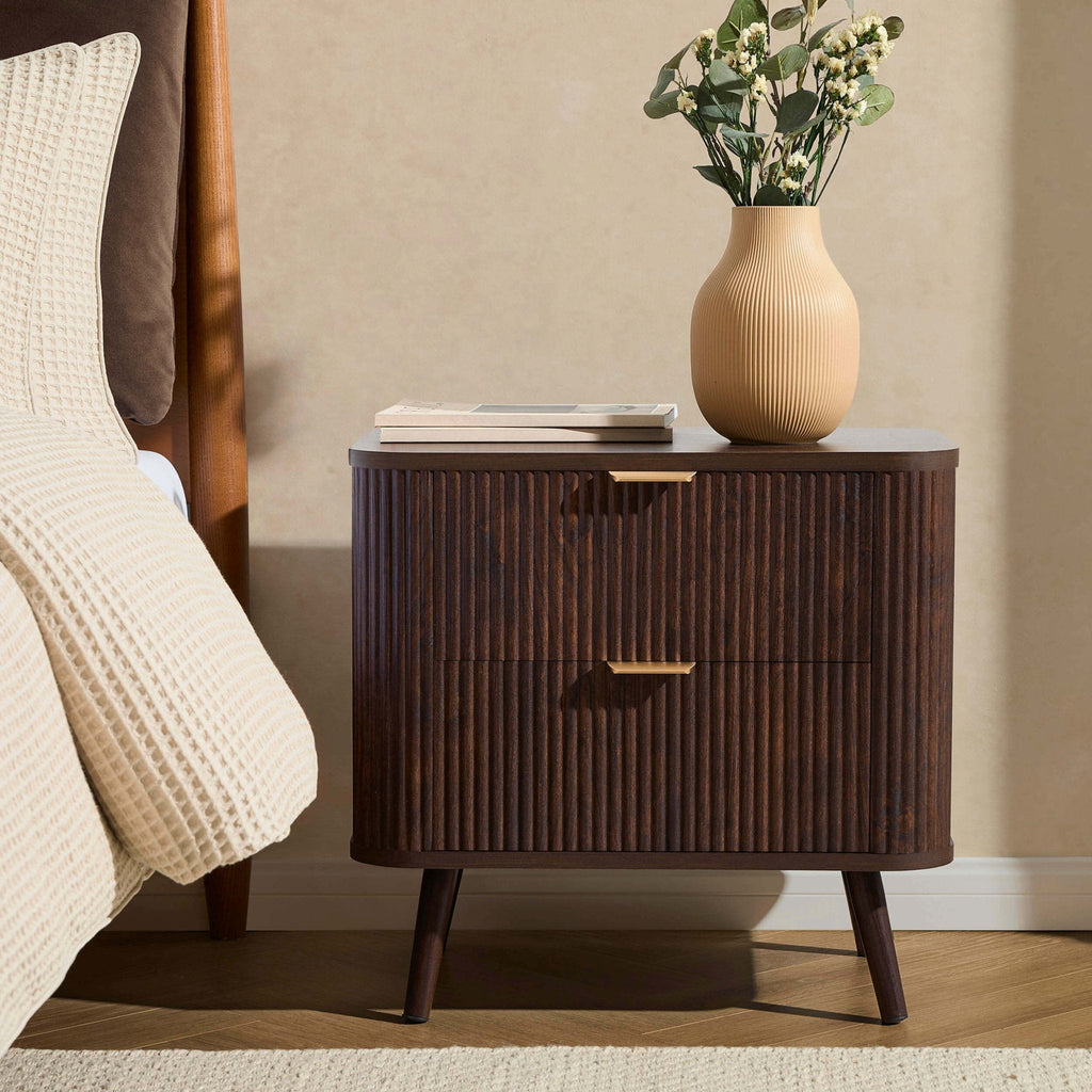 Hattie 2 Drawer Bedside Table - Walnut