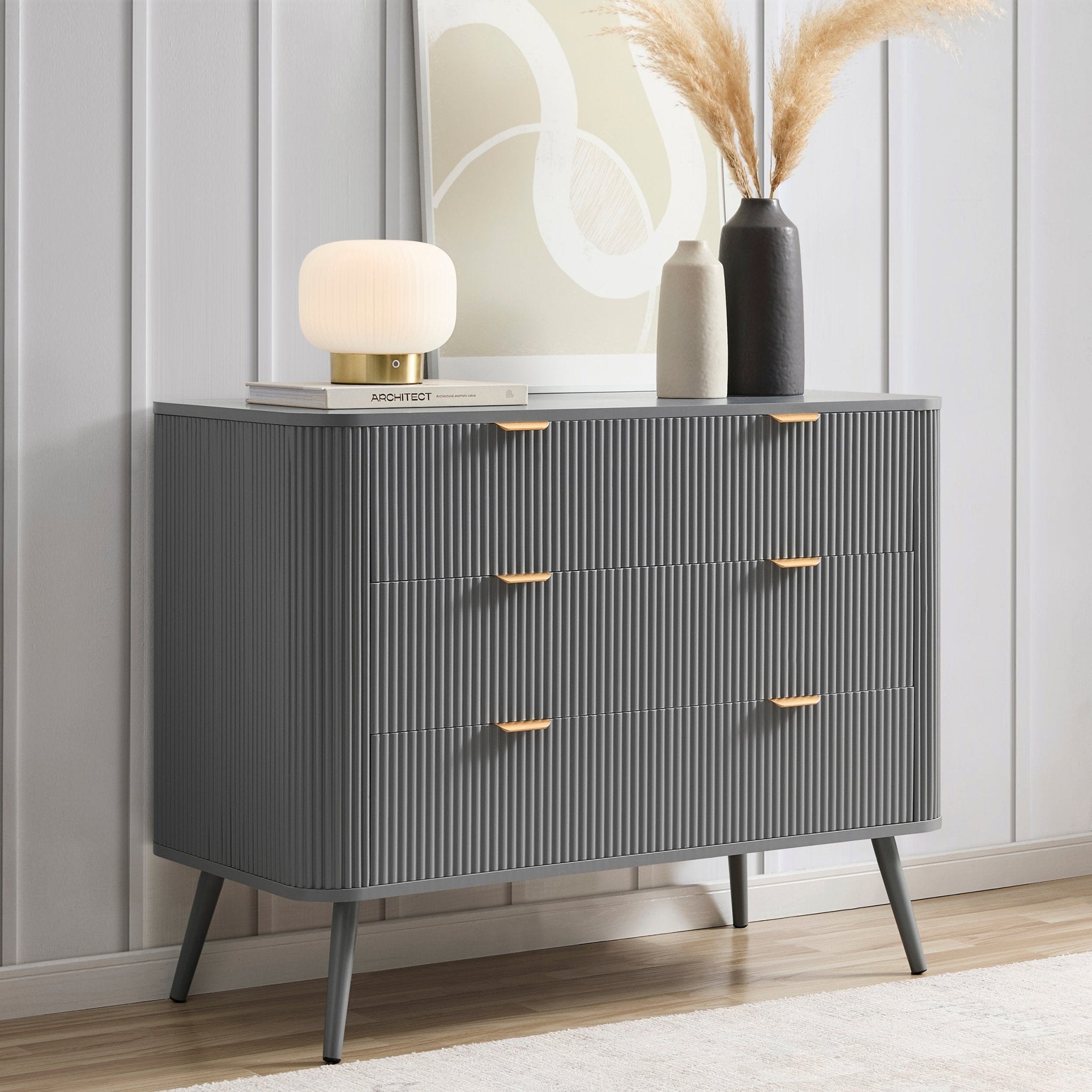 Hattie 3 Drawer Large Chest - Light Grey