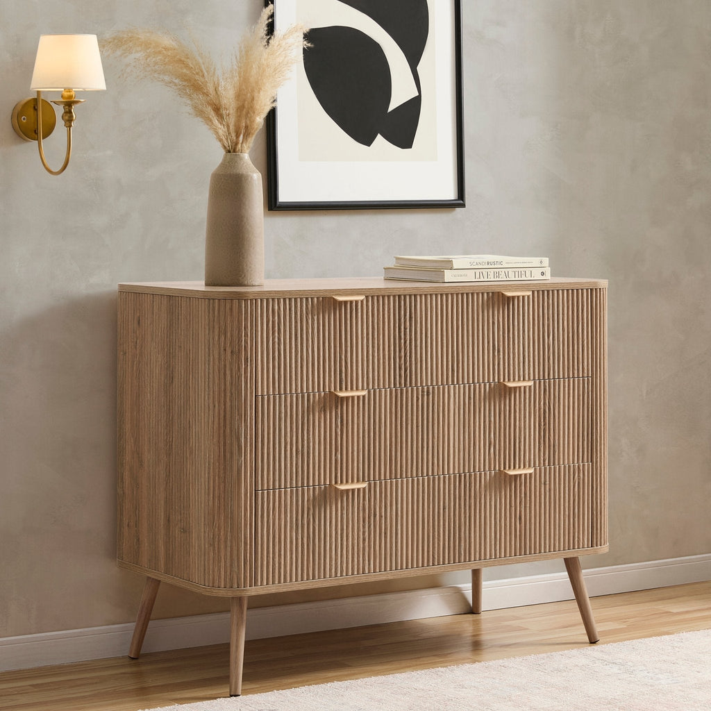 Hattie 3 Drawer Large Chest - Light Wood
