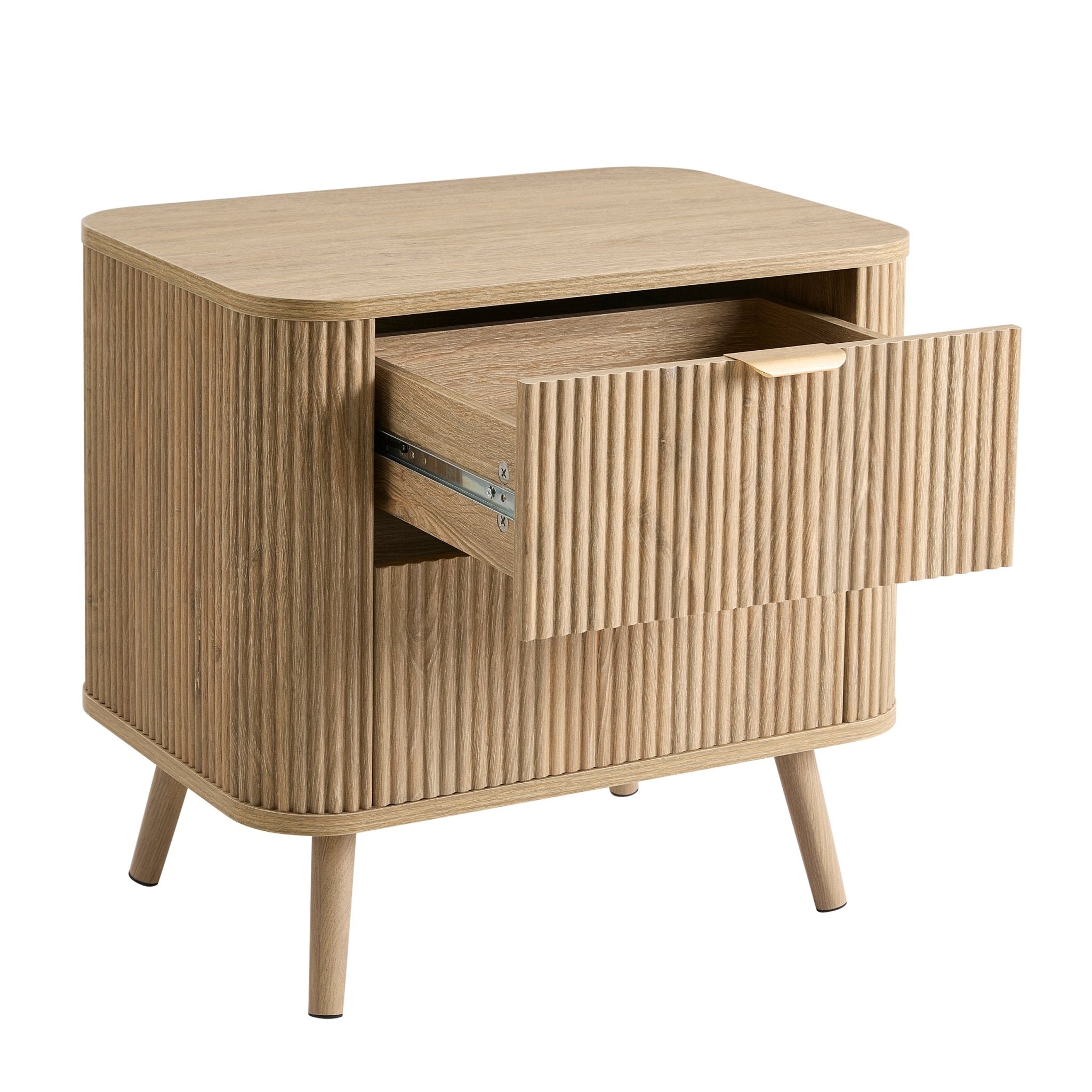 Hattie 2 Drawer Bedside Table - Light Wood