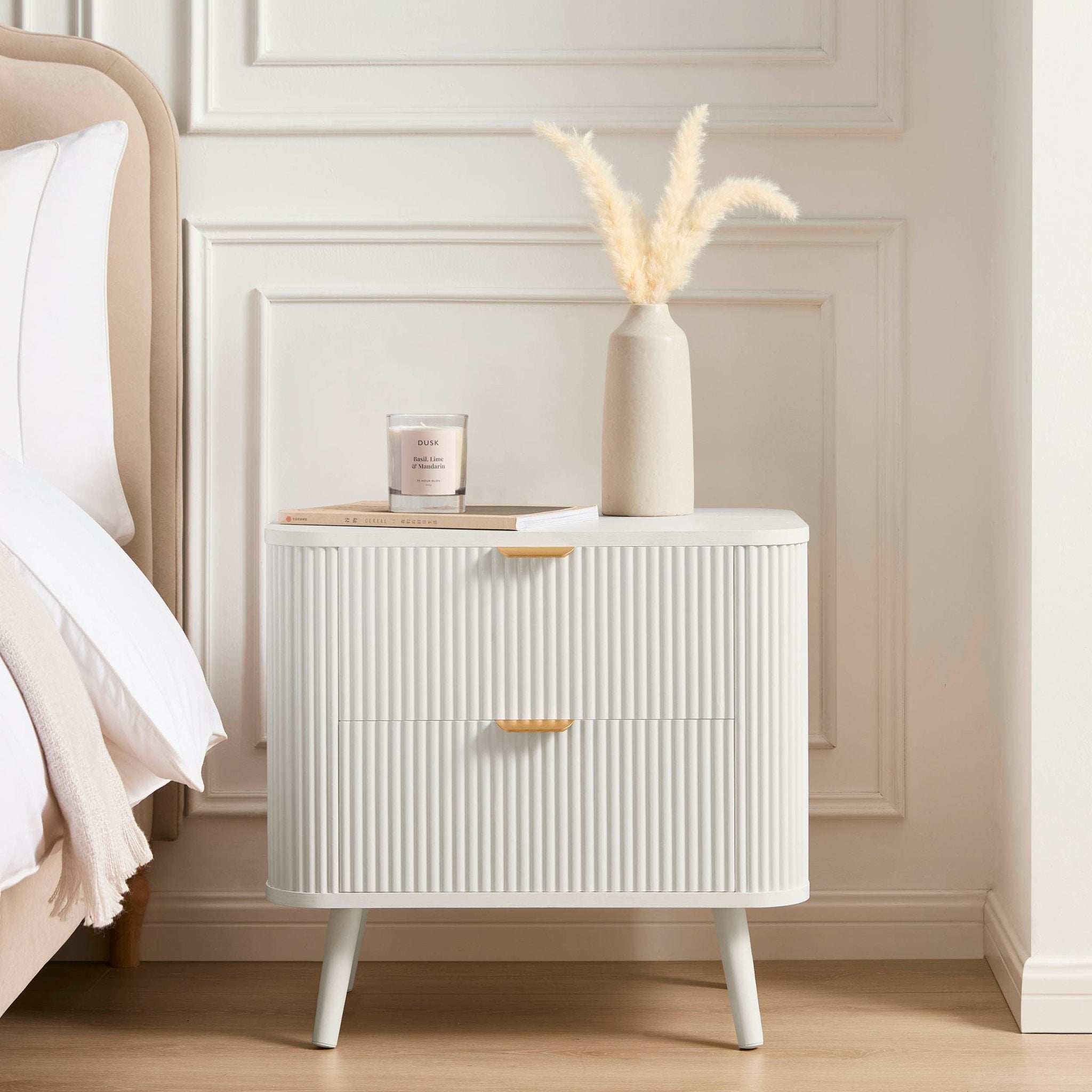 Hattie 2 Drawer Bedside Table - Warm White