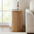 Hattie Round Pedestal Side Table - Light Wood