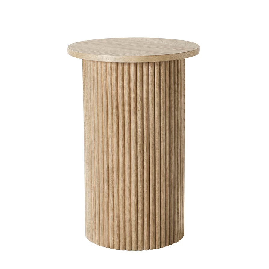 Hattie Round Pedestal Side Table - Light Wood