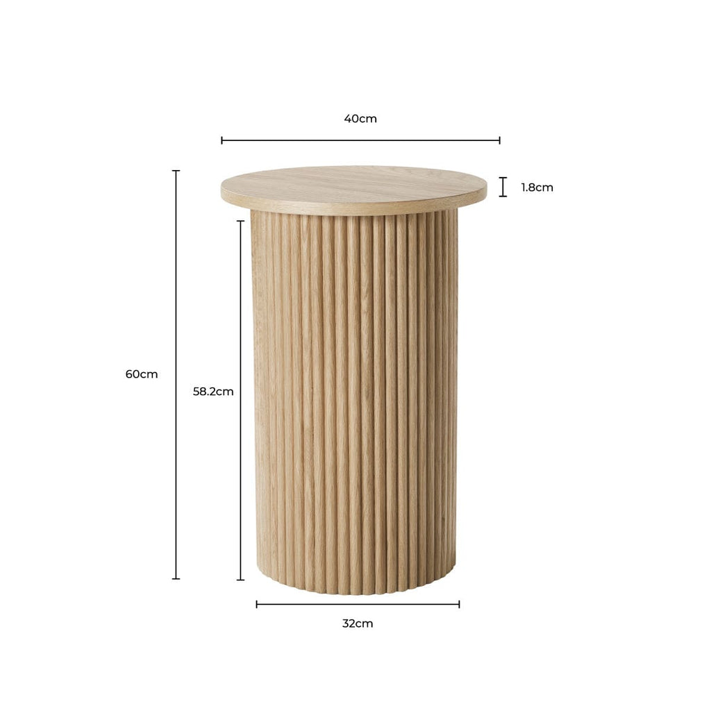 Hattie Round Pedestal Side Table - Light Wood
