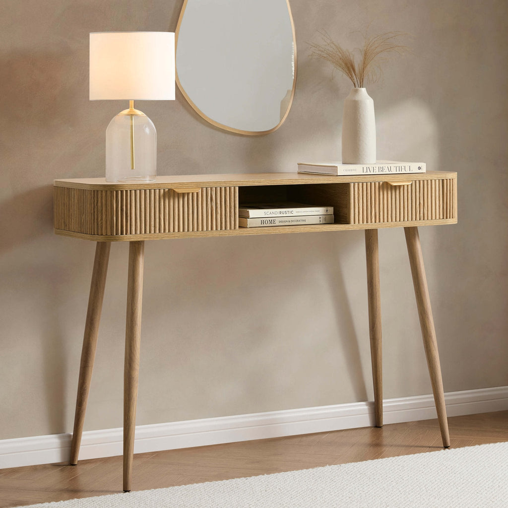 Hattie Storage Dressing Table Console - Light Wood