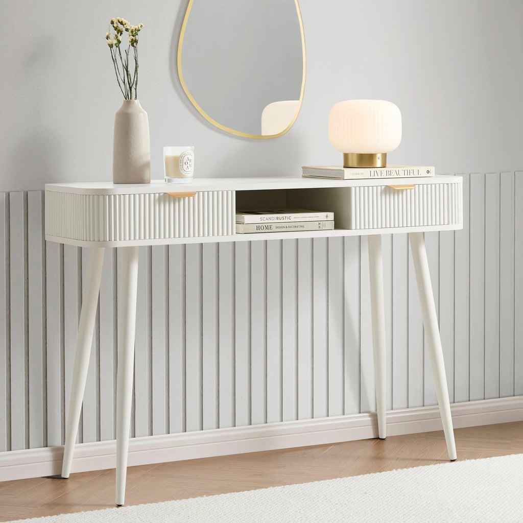 Hattie Storage Dressing Table Console - Warm White