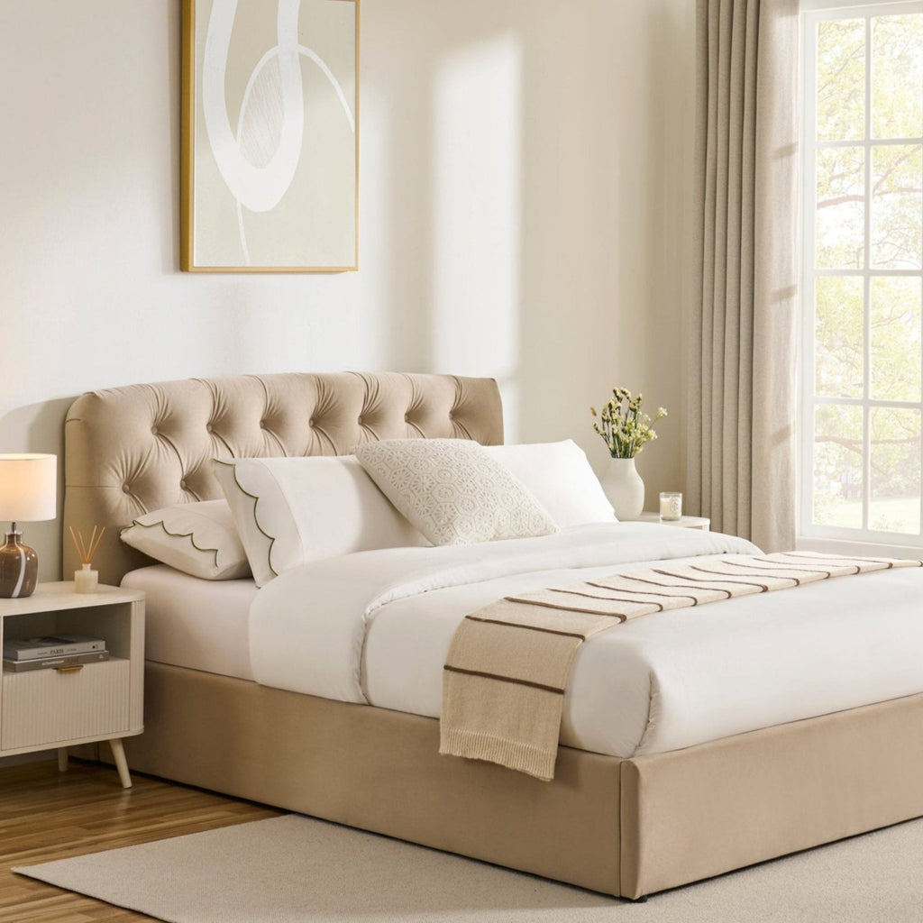 Hebden Ottoman Storage Bed - Light Taupe