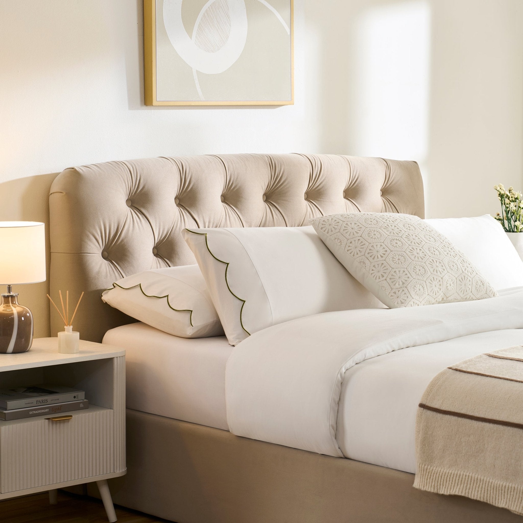 Hebden Ottoman Storage Bed - Light Taupe