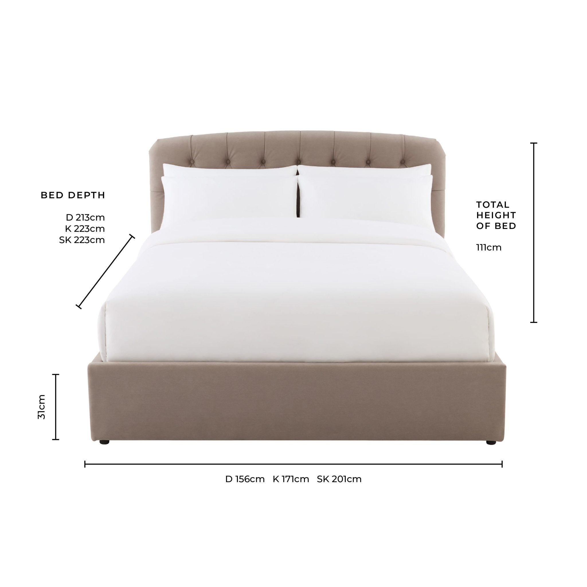 Hebden Ottoman Storage Bed - Light Taupe