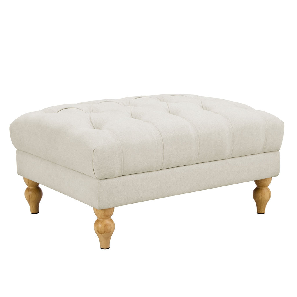 Hebden Pouffe - Cream Linen