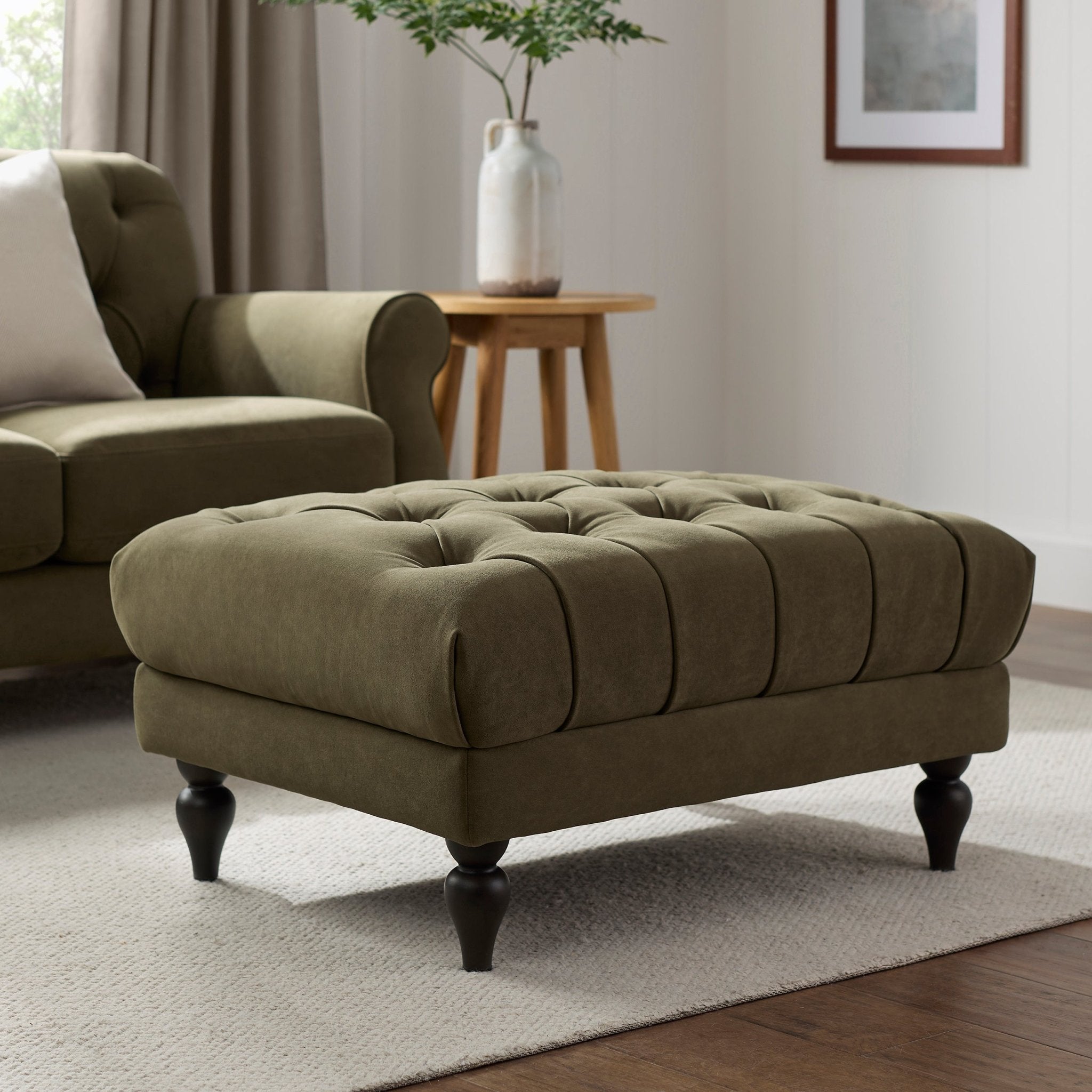 Hebden Pouffe - Olive Green