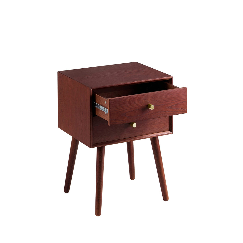 Heidi Oak 2 Drawer Bedside Table - Cherry Wood