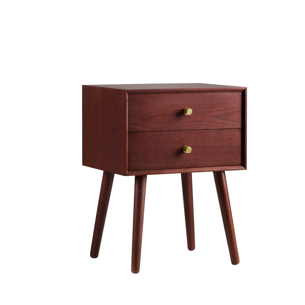 Heidi Oak 2 Drawer Bedside Table - Cherry Wood
