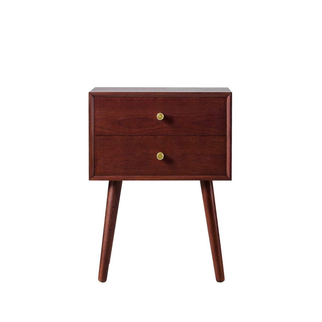 Heidi Oak 2 Drawer Bedside Table - Cherry Wood