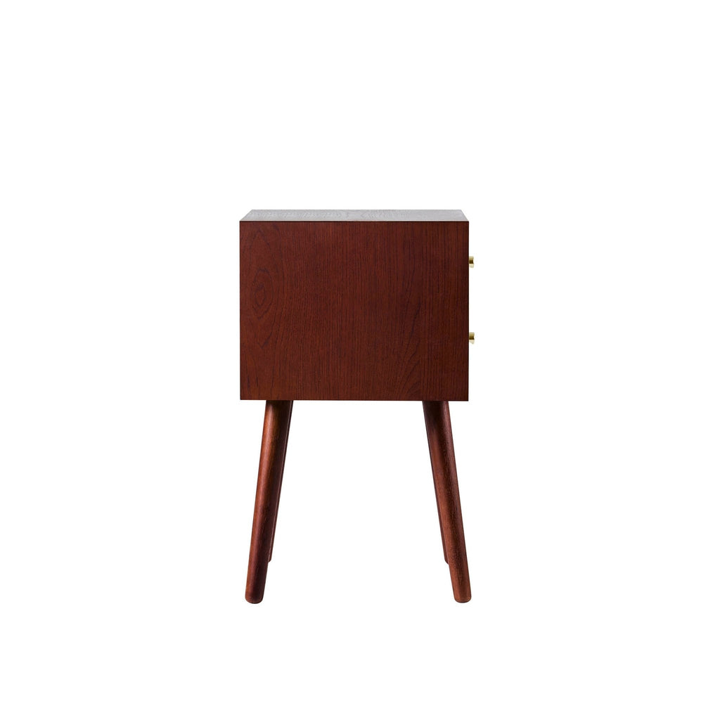 Heidi Oak 2 Drawer Bedside Table - Cherry Wood