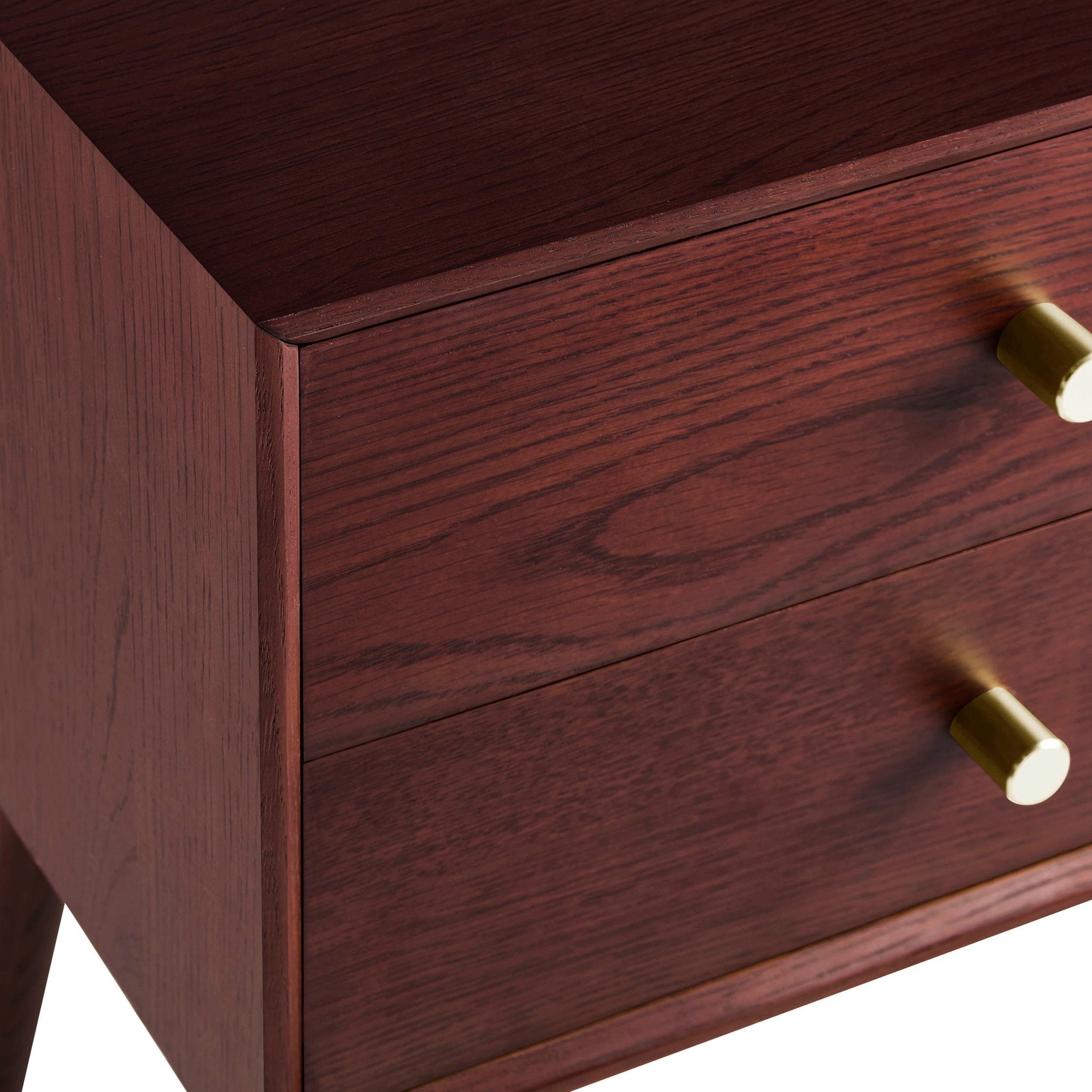 Heidi Oak 2 Drawer Bedside Table - Cherry Wood