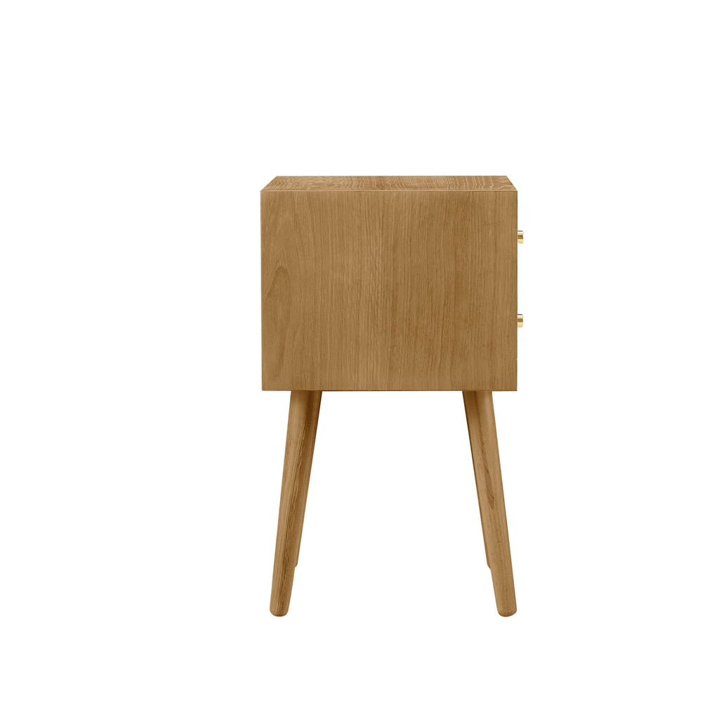 Heidi Oak 2 Drawer Bedside Table - Light Wood