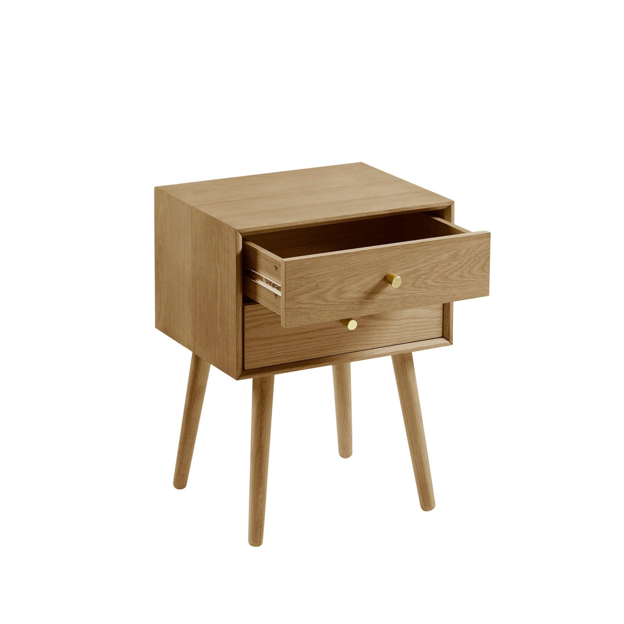 Heidi Oak 2 Drawer Bedside Table - Light Wood