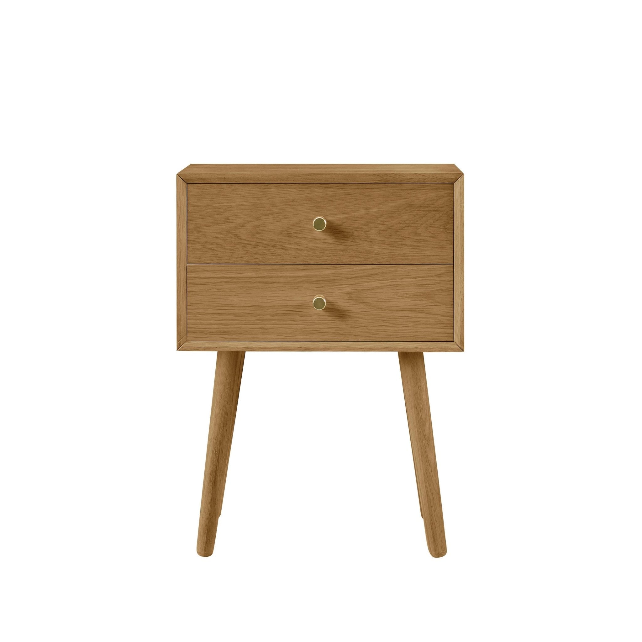 Heidi Oak 2 Drawer Bedside Table - Light Wood