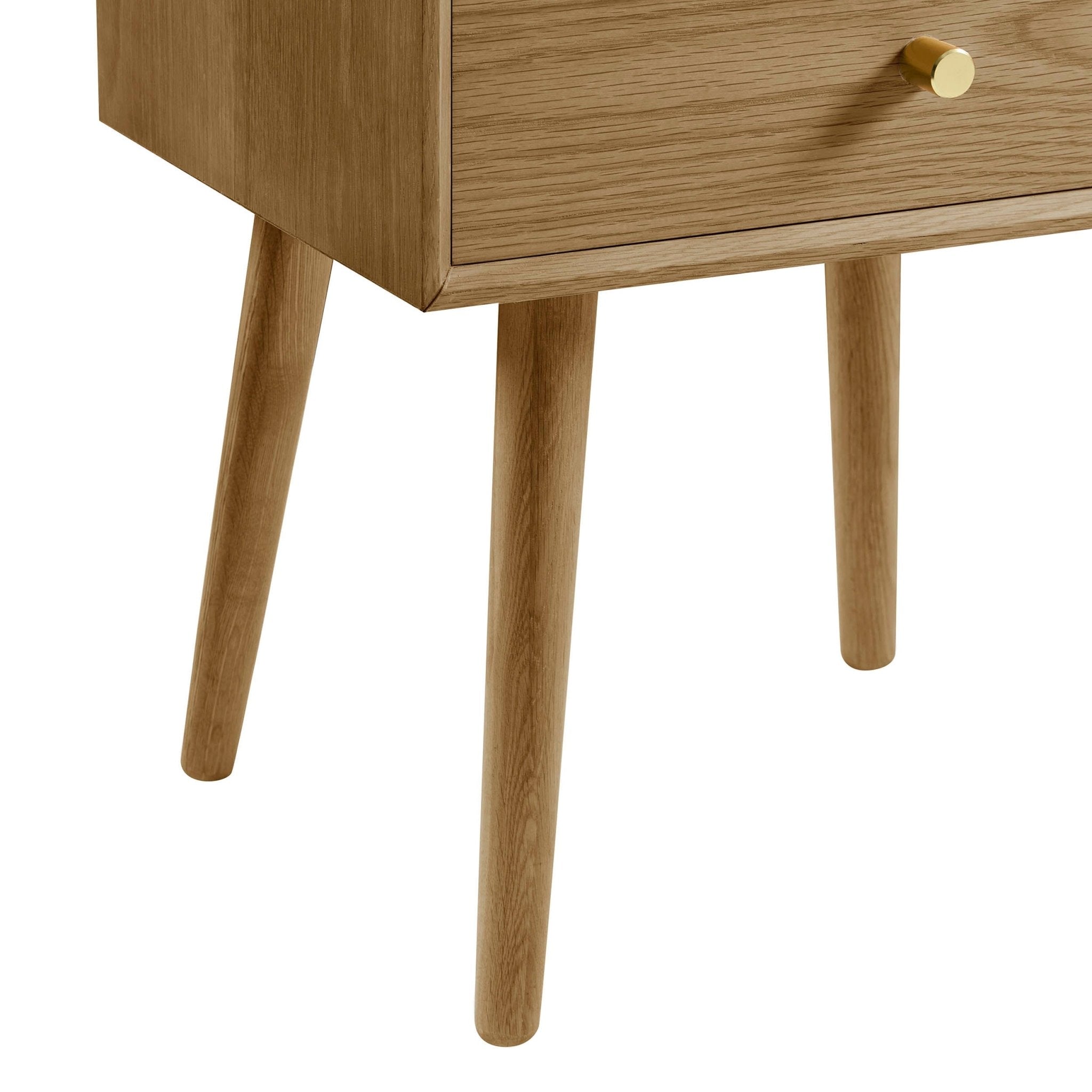 Heidi Oak 2 Drawer Bedside Table - Light Wood
