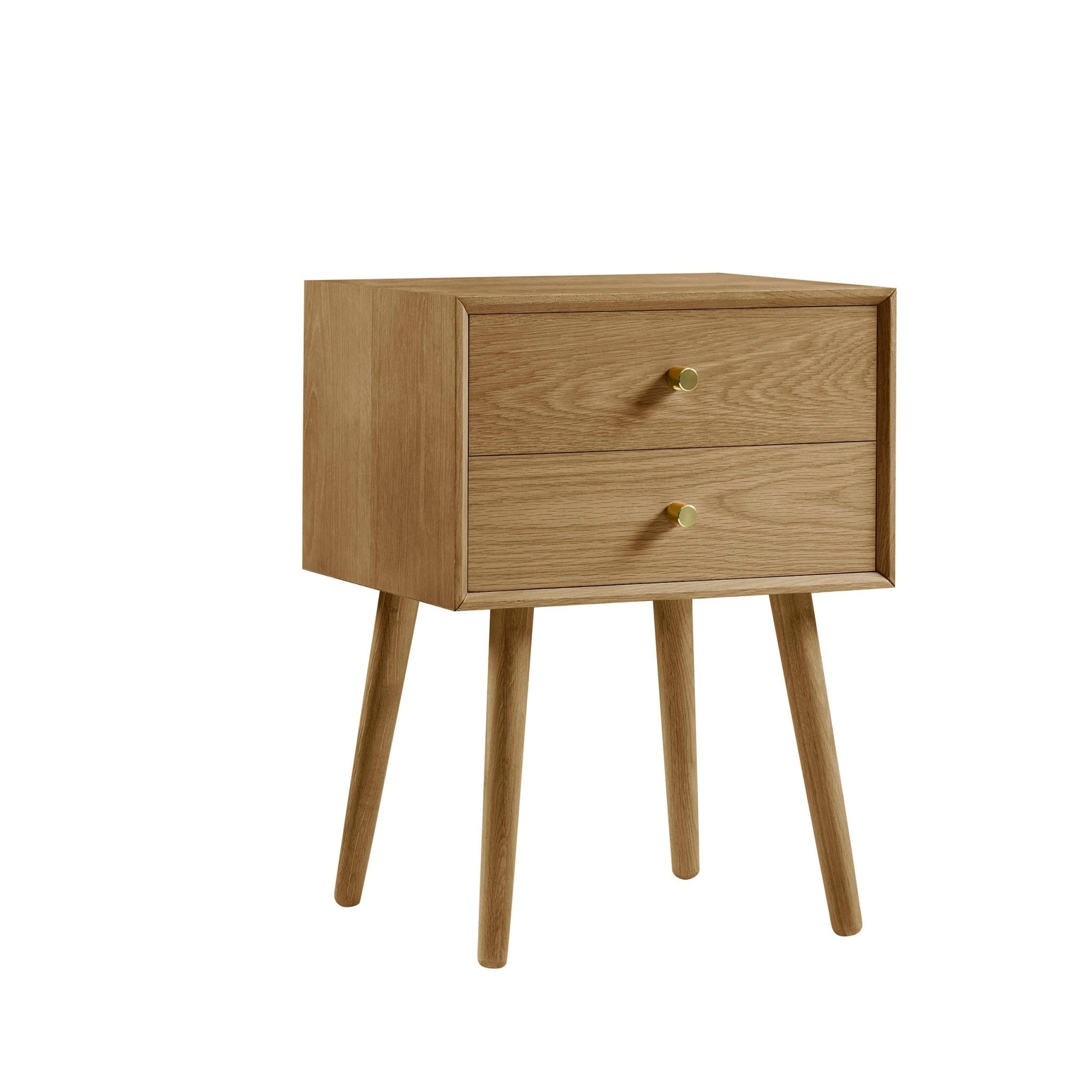 Heidi Oak 2 Drawer Bedside Table - Light Wood