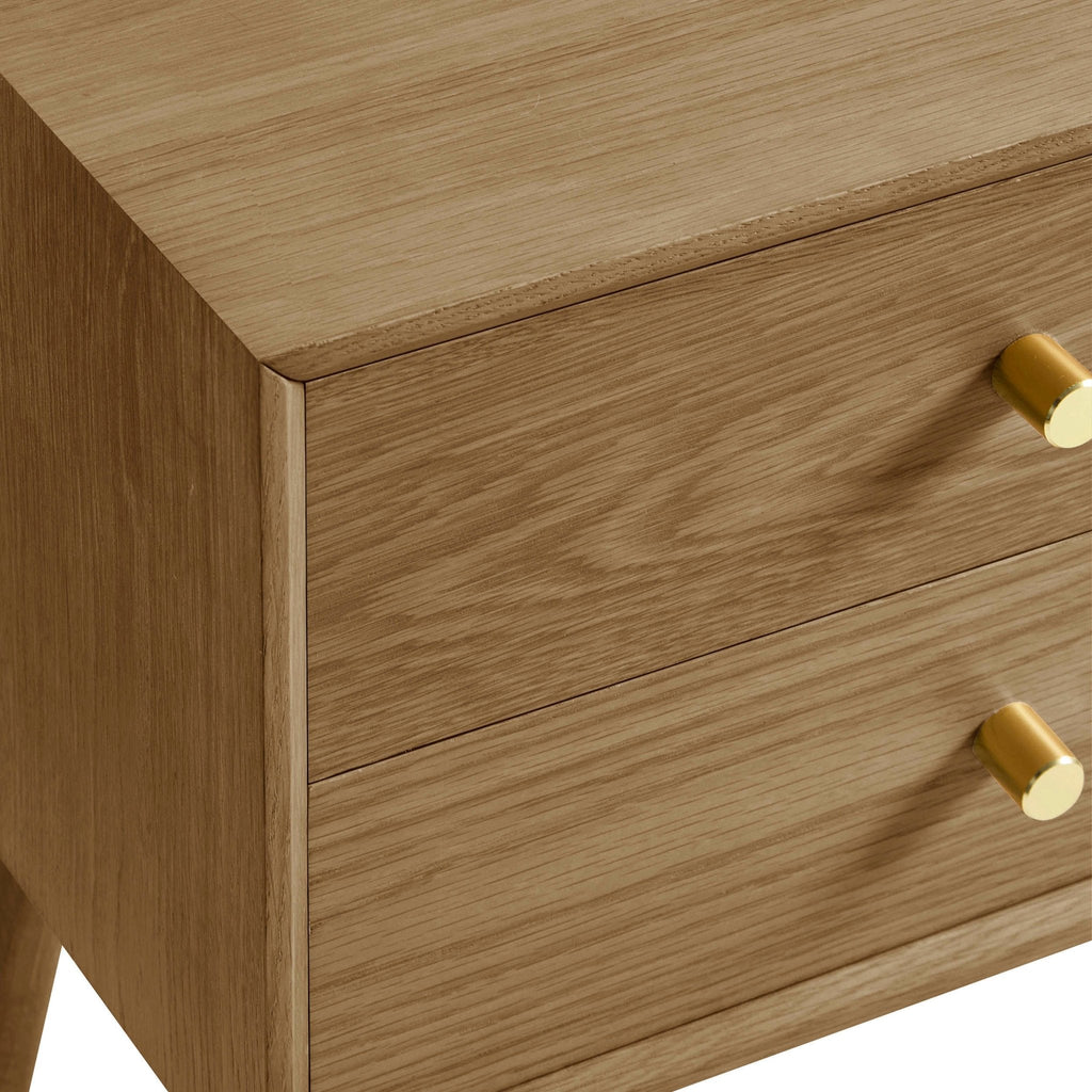 Heidi Oak 2 Drawer Bedside Table - Light Wood