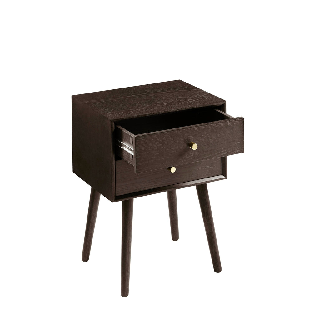 Heidi Oak 2 Drawer Bedside Table - Walnut