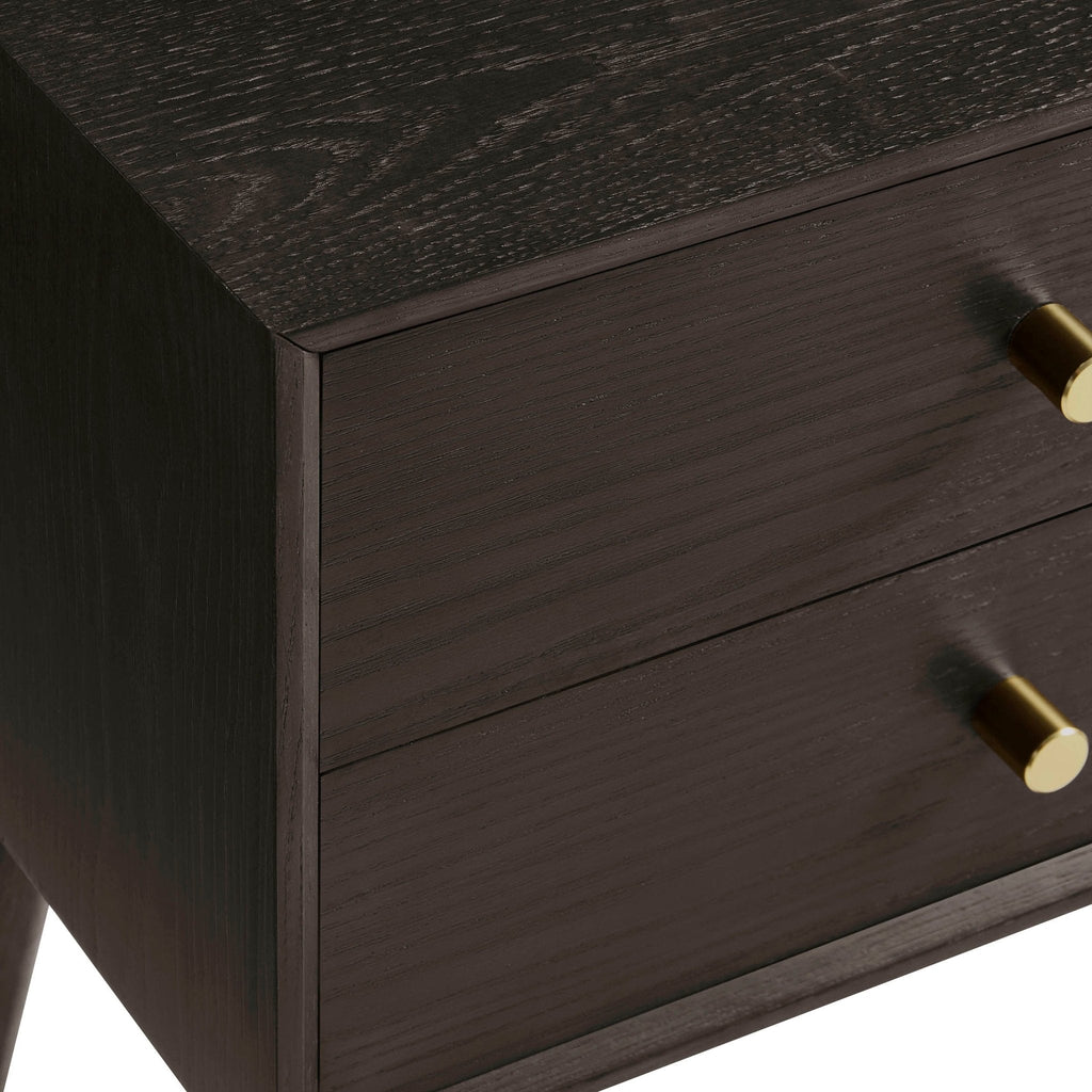 Heidi Oak 2 Drawer Bedside Table - Walnut