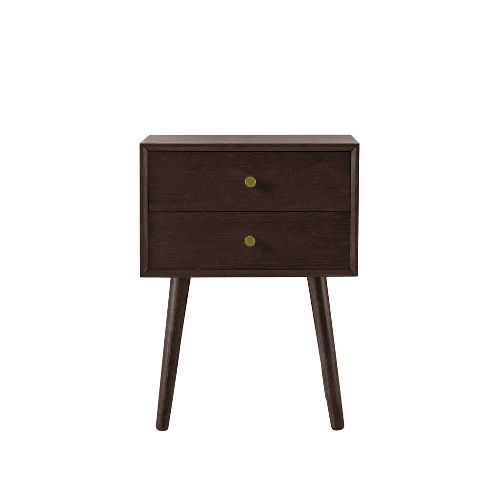 Heidi Oak 2 Drawer Bedside Table - Walnut