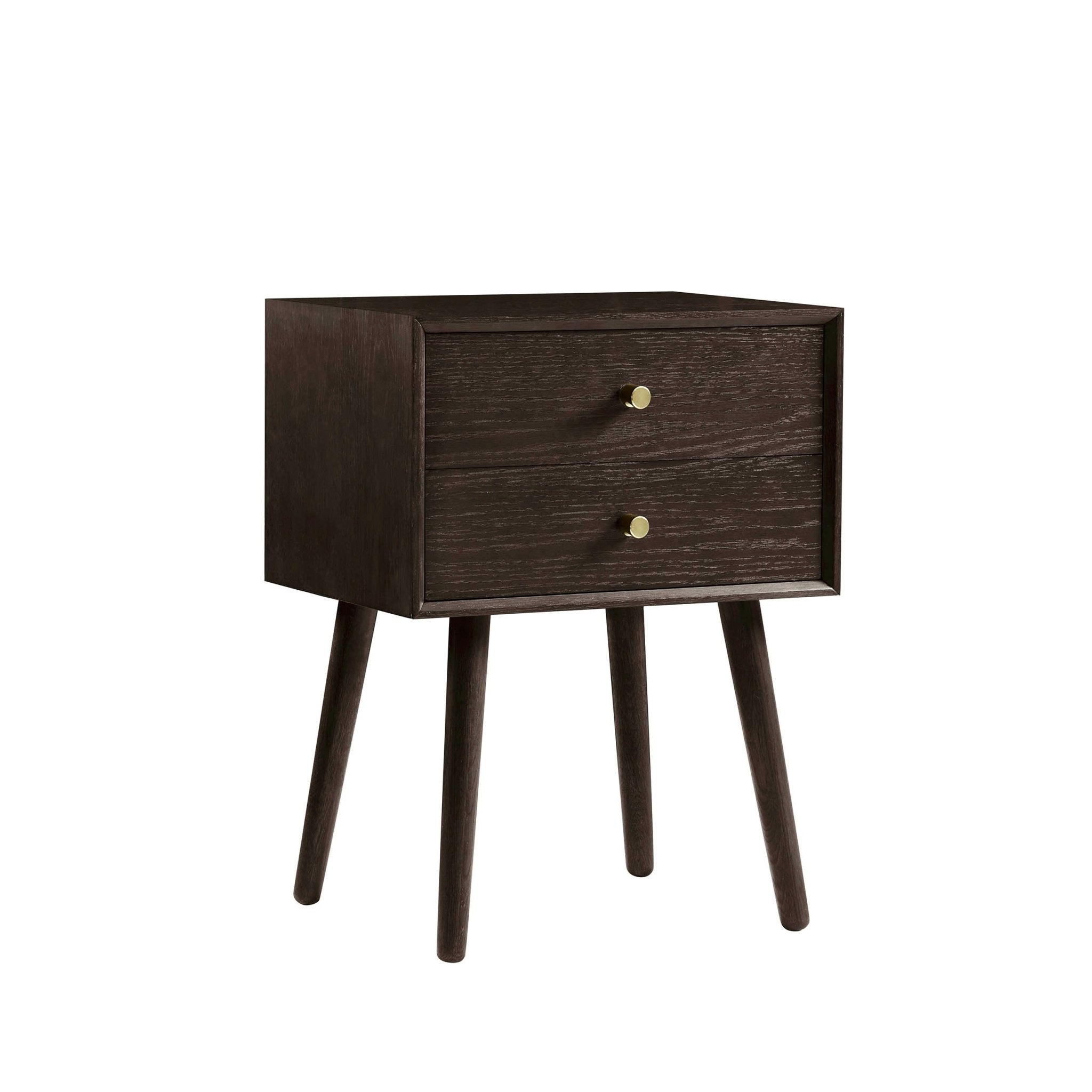 Heidi Oak 2 Drawer Bedside Table - Walnut
